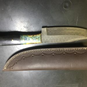 Knife Damasco  con fodero in cuoio